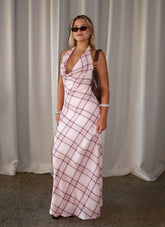 Muse Maxi Dress - Pink Check
