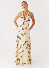 Elvina Halter Neck Maxi Dress - Buttercream Bliss