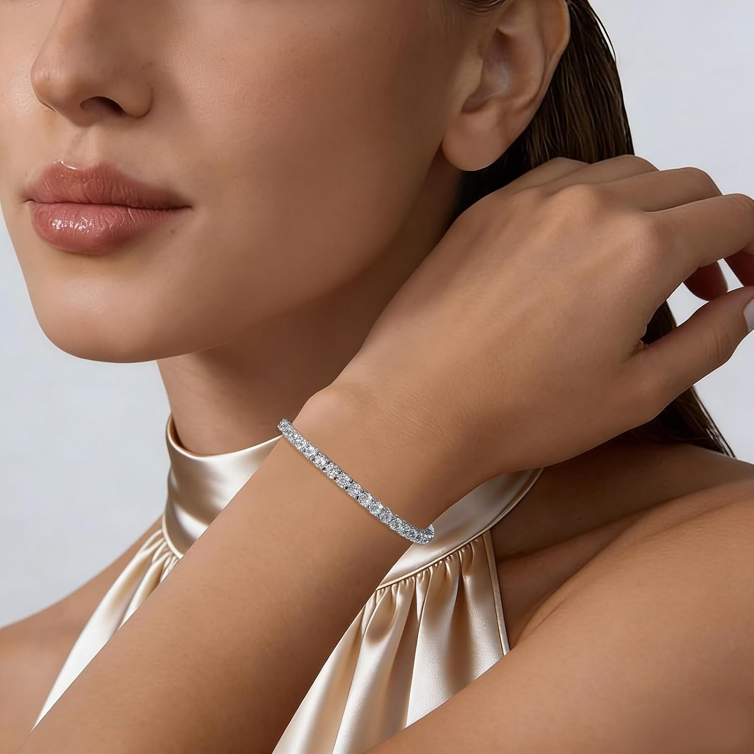 Gemsme 4.0MM Tennis Bracelets for Women - 18K White Gold Plated 4mm Round Cut Cubic Zirconia Classic Tennis Bracelet for Women/Men,Size 6/6.5/7/7.5/8/8.5 inch